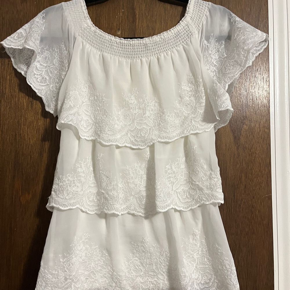 White House Black Market Ivory Lace Blouse